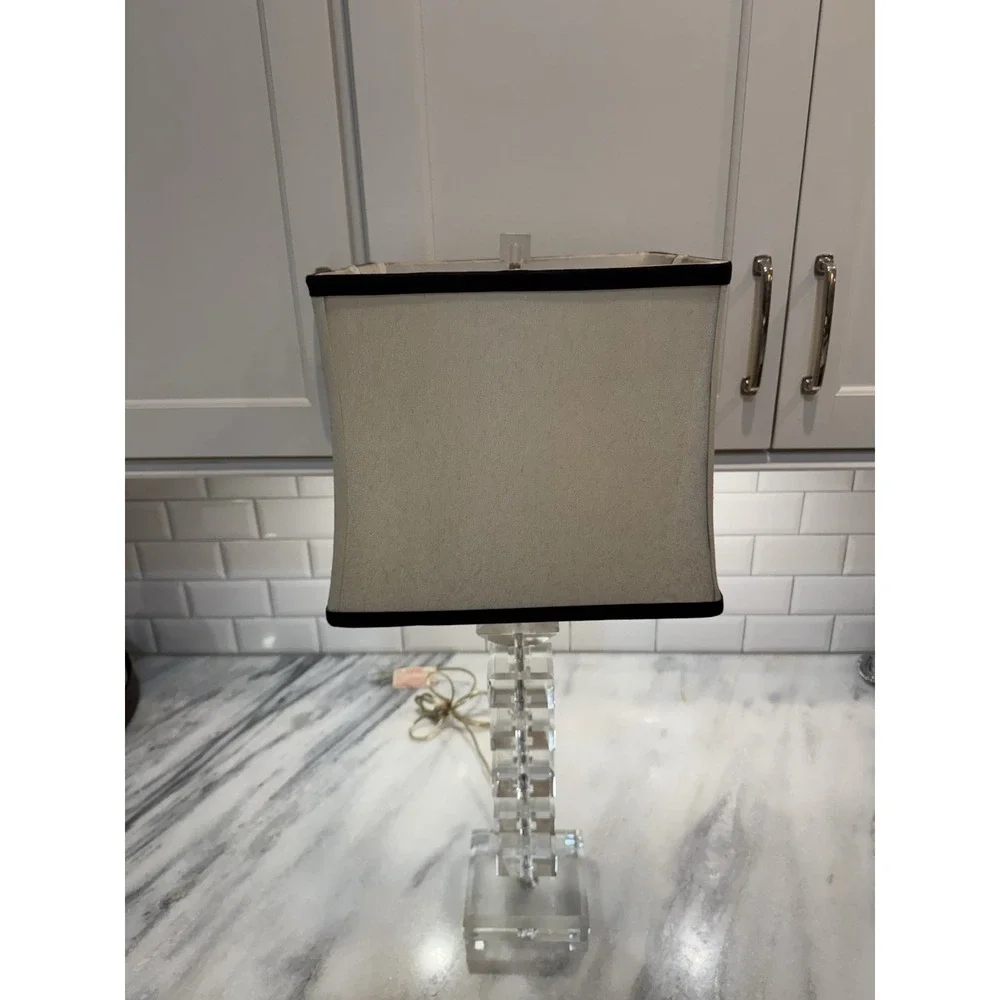 Amazing‎ 1970's Rare Vintage MCM Lucite Stacked Square Table Lamp GW997